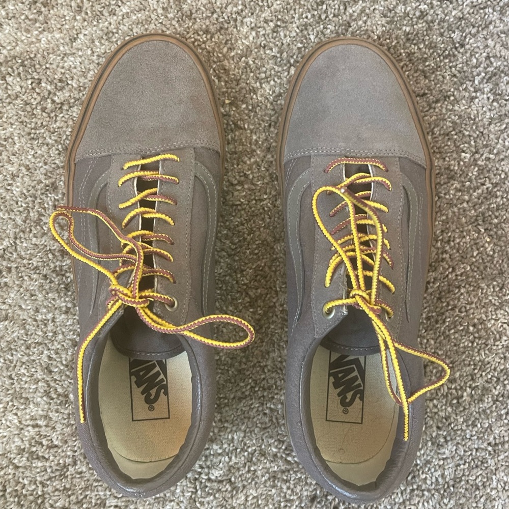 Vans Men's Gray Sneakers with Yellow Accents